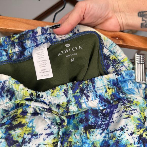 Athleta Hypersonic Caspian Blue Multi Petal Lined Swim Shorts - Picture 3 of 4